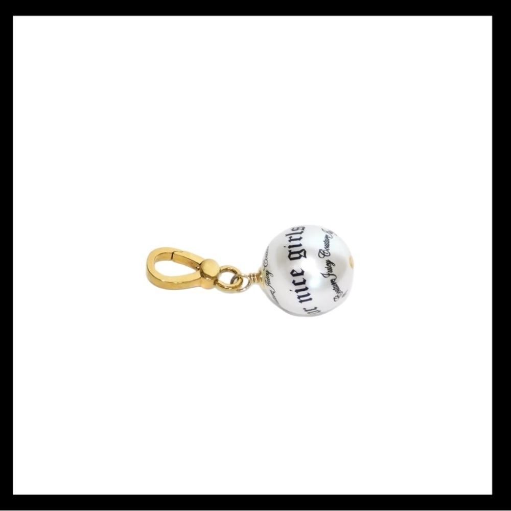 Juicy Couture Script Pearl Charm For Nice Girls Who Like Stuff NIB - Picture 4 of 10
